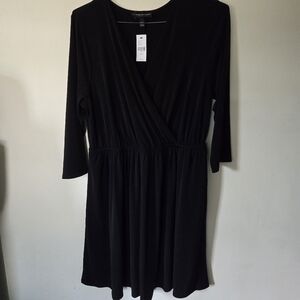 Lane Bryant faux wrap dress black 14/16